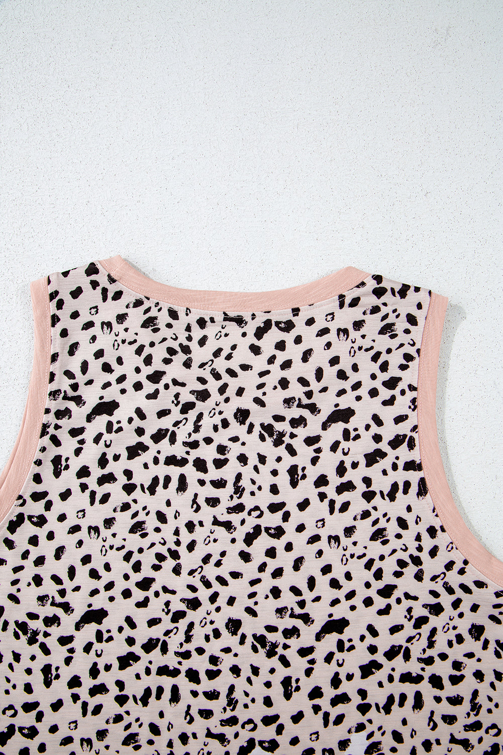 Gray Leopard Print Round Neck Tank Top