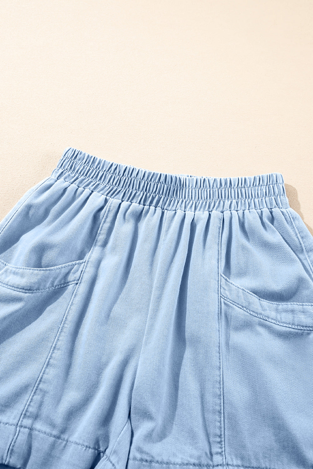 Beau Blue Light Wash Pocketed Wide Leg Denim Shorts