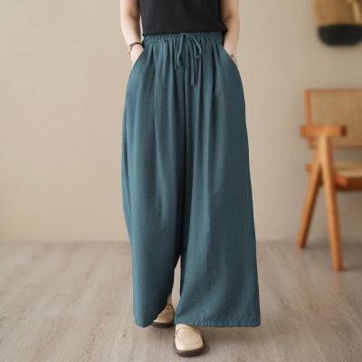 Rainbowsis  New Plus Size Wide Legs Mop Straight Casual Pants