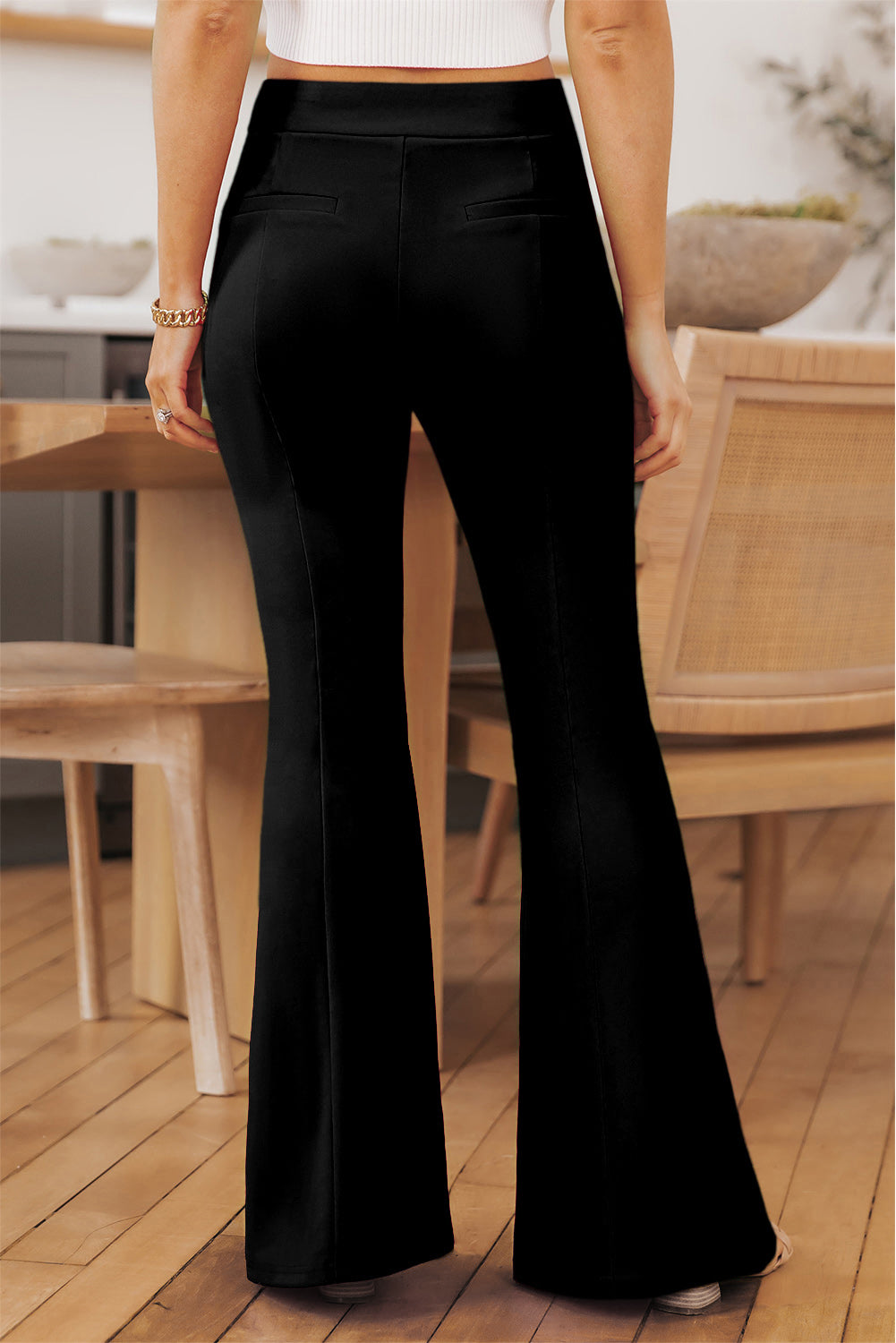 Rose Split Hem High Waist Pants