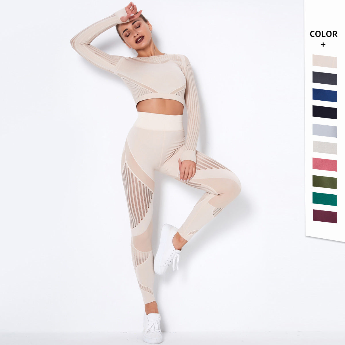 Seamless Knitted Yoga Long-Sleeved Suit