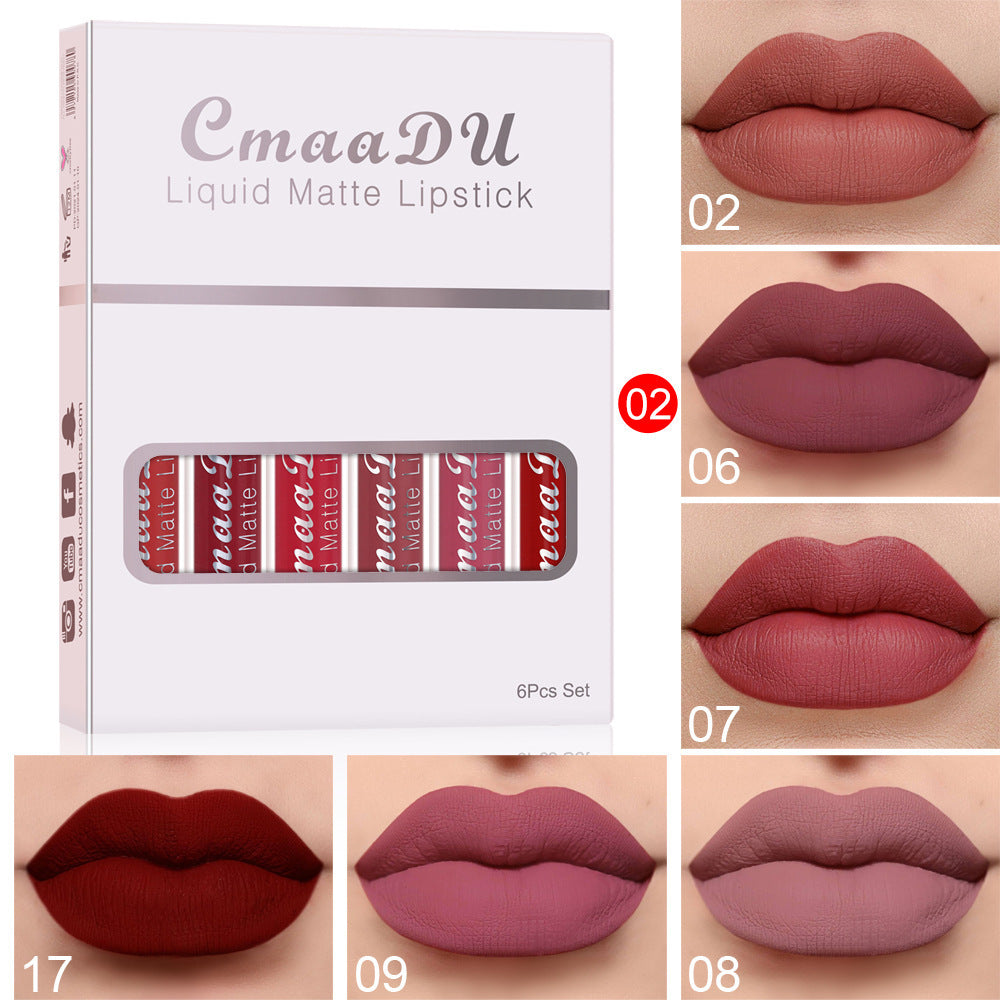 6 Matte Non-stick Cup Waterproof Lipstick Long Lasting Lip Gloss