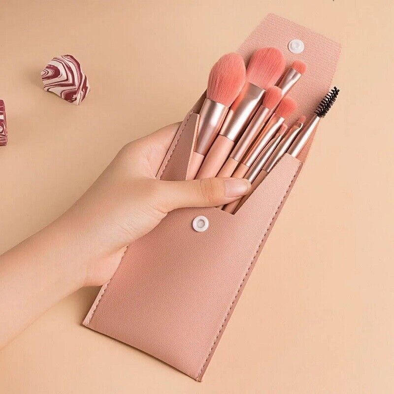 8PCS Makeup Brush  Set Foundation Blush Eyeshadow Lip Brushes Make Up Bag Case UK