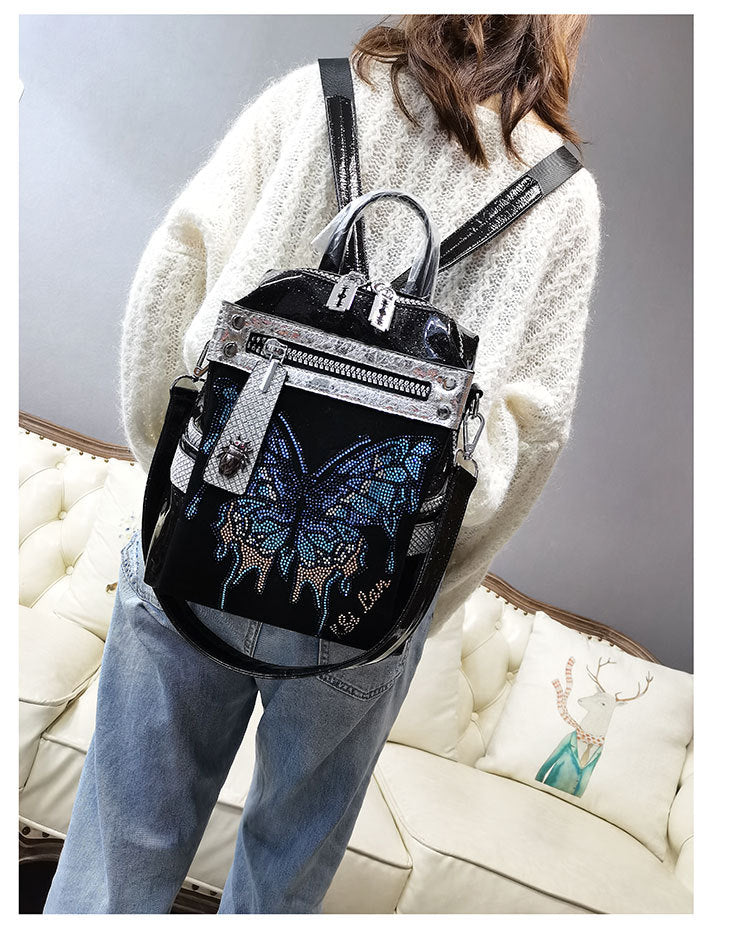 Rainbowsis  New Delicate Rhinestone Personality Butterfly Shoulder Bag