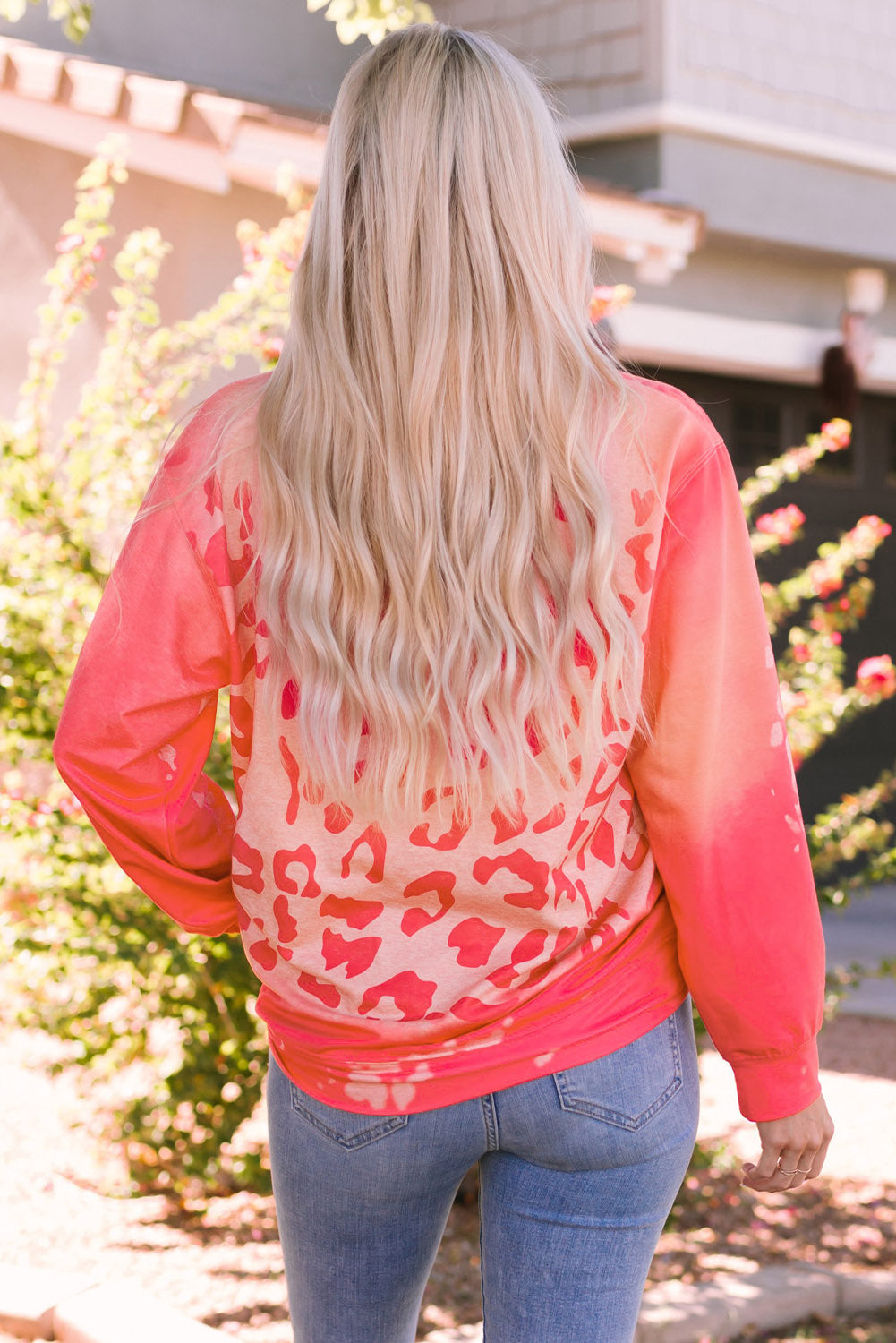 Pink Bleached Cheetah Print Sweatshirt