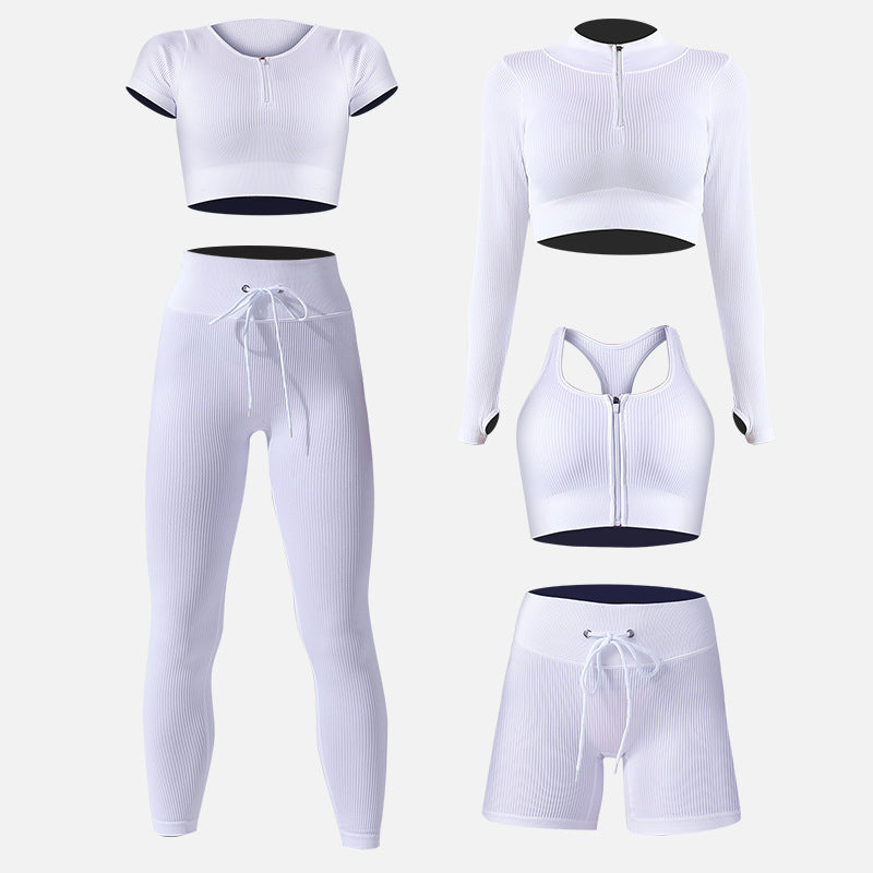 Zipper Drawstring Yoga Five Piece Set