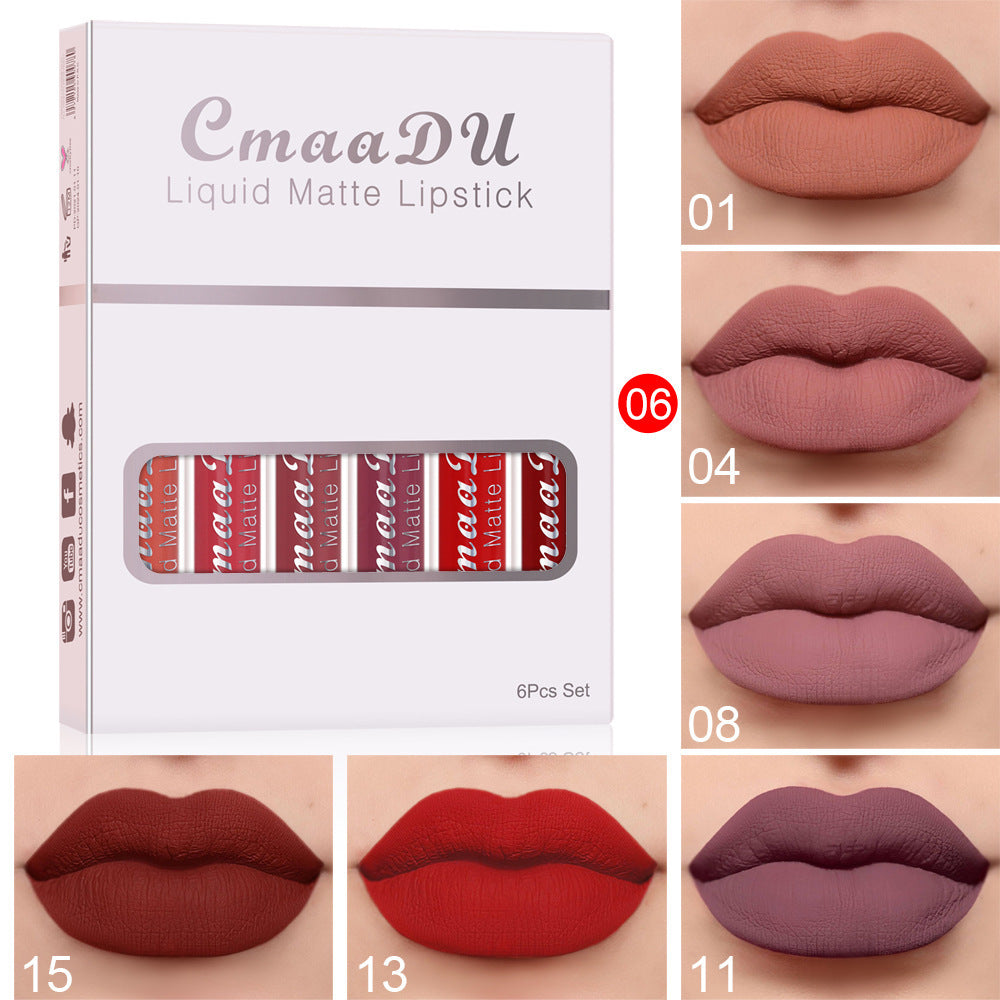 6 Matte Non-stick Cup Waterproof Lipstick Long Lasting Lip Gloss