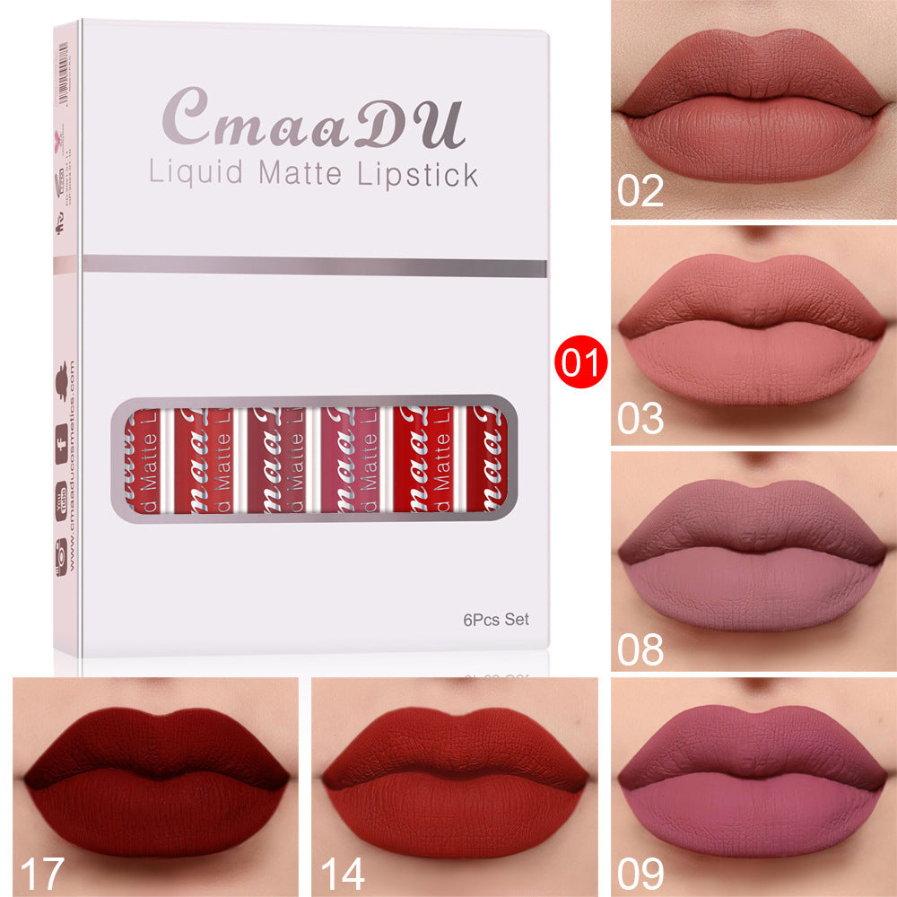 6 Matte Non-stick Cup Waterproof Lipstick Long Lasting Lip Gloss