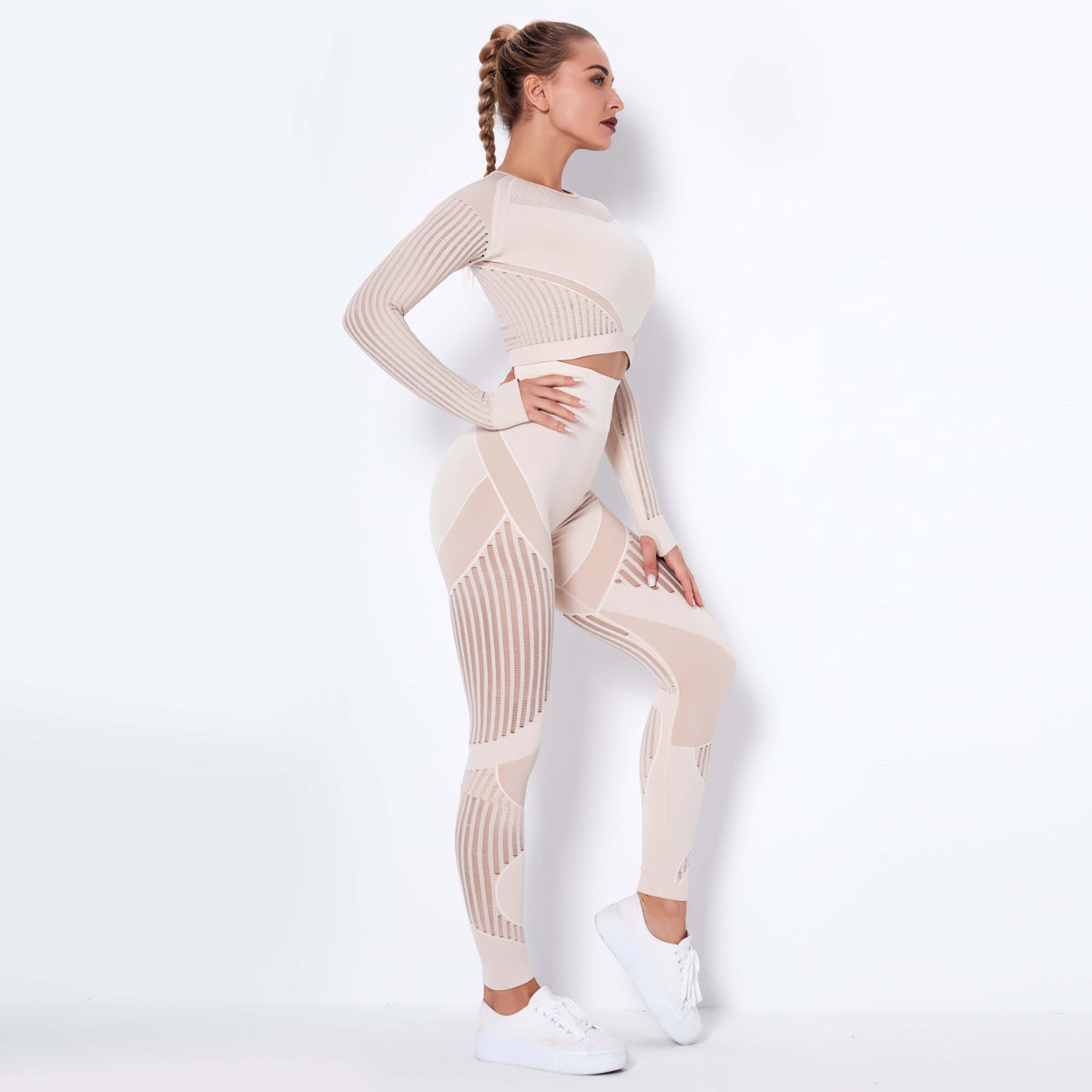 Seamless Knitted Yoga Long-Sleeved Suit