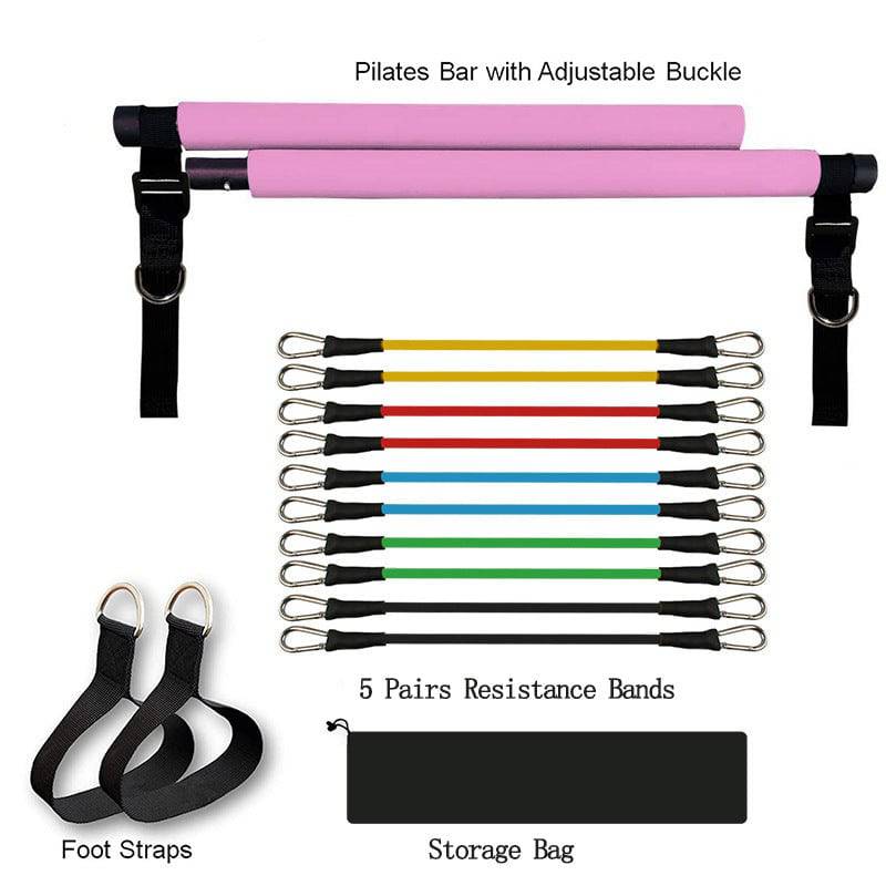 Rainbowsis Fitness Yoga Pilates Bar with Resistance Bands