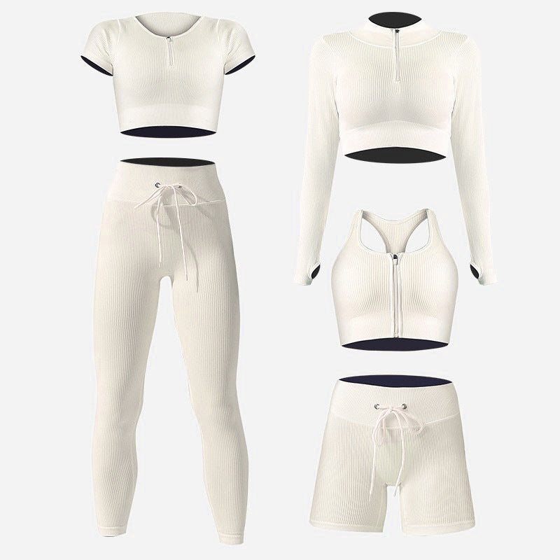 Zipper Drawstring Yoga Five Piece Set