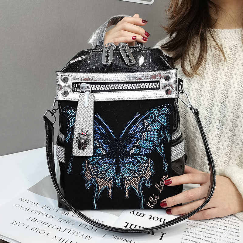 Rainbowsis  New Delicate Rhinestone Personality Butterfly Shoulder Bag