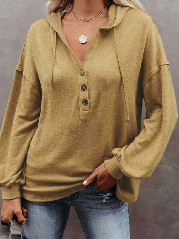 Women's Cardigan Hoodie Casual Loose Solid Color Sweatshirt