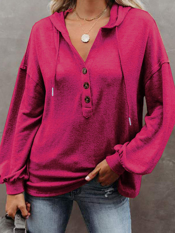 Women's Cardigan Hoodie Casual Loose Solid Color Sweatshirt