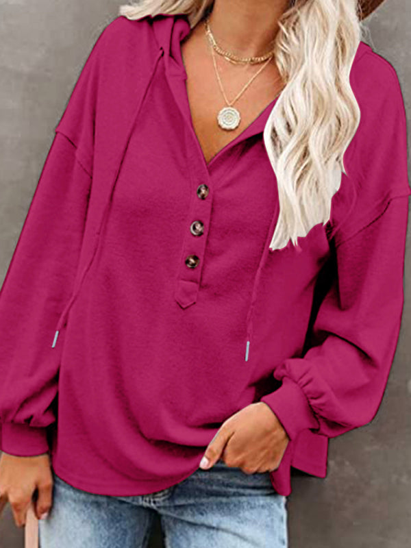 Women's Cardigan Hoodie Casual Loose Solid Color Sweatshirt