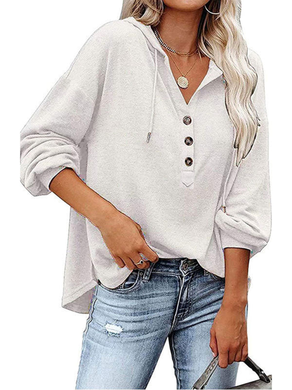 Women's Cardigan Hoodie Casual Loose Solid Color Sweatshirt