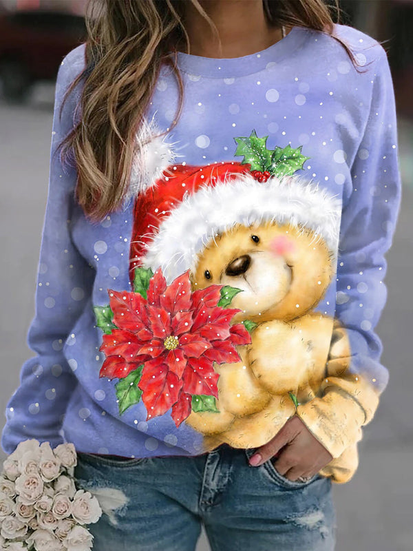 Women's Casual Christmas Long Sleeve Crew Neck Sweatshirt