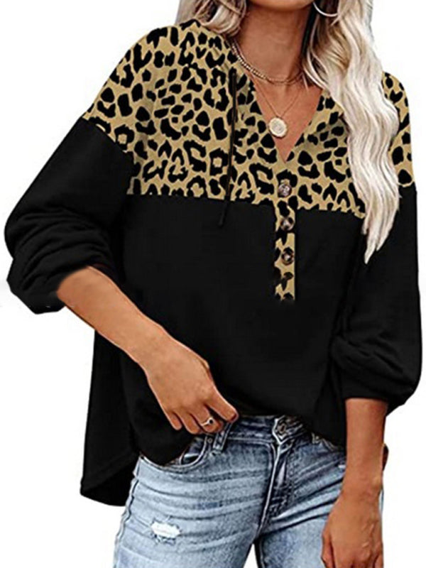 Women's New Tops Printed Stitching Loose Thickened Fleece Sweater