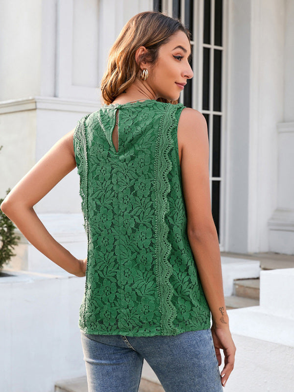 Lace Vest New Solid Color Hollow Lace Sexy Knitted Lace Top