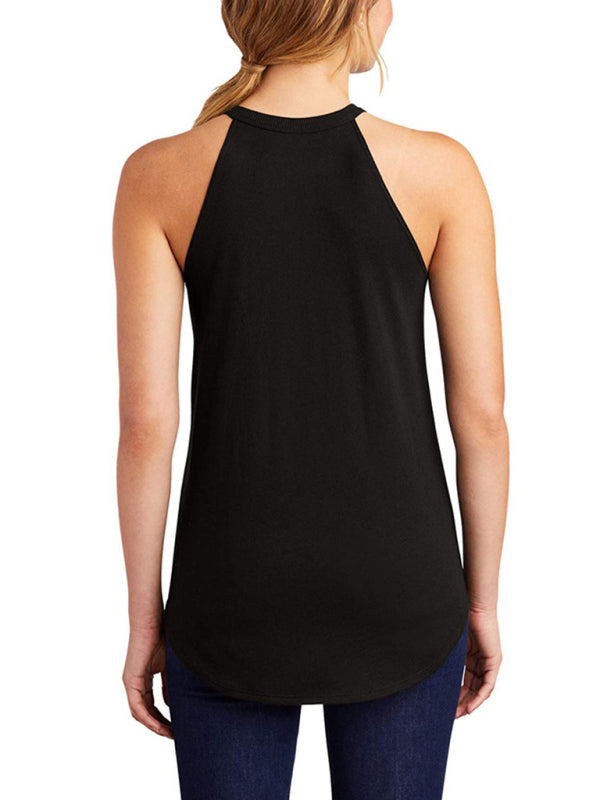 vest elastic cotton halter neck mid length camisole bottoming shirt women