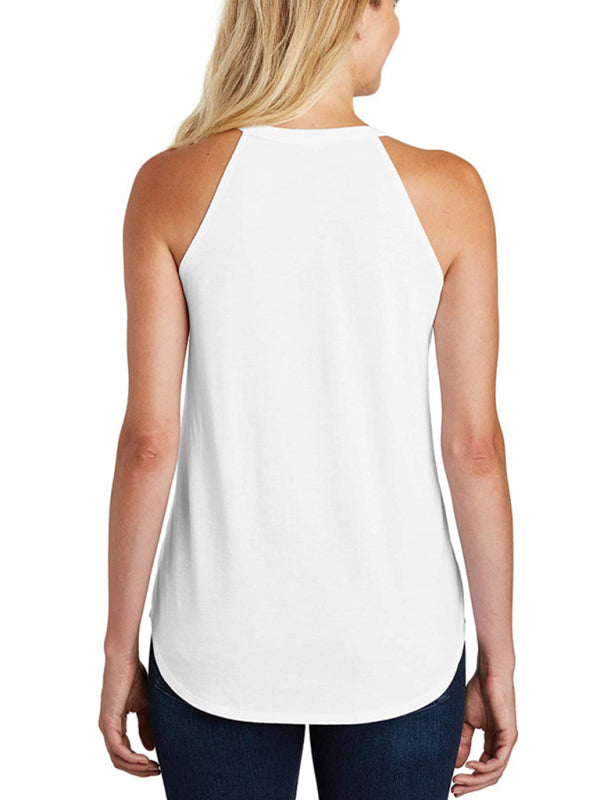 vest elastic cotton halter neck mid length camisole bottoming shirt women