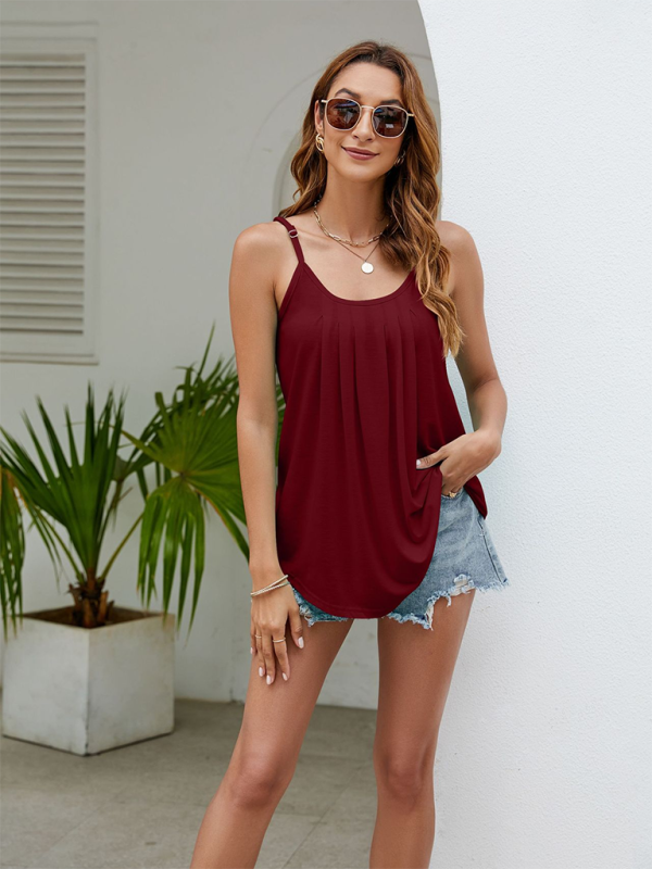 New loose casual solid color sexy camisole top