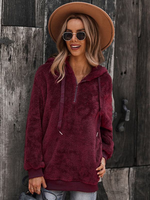 Fur coat warm loose solid color sweater leisure style