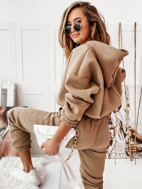 Casual sports hooded long-sleeved trousers two-piece suit SET