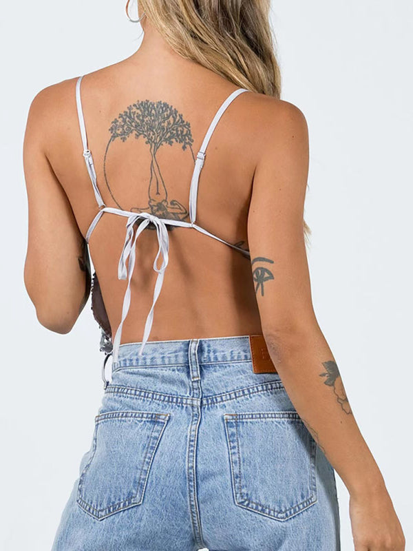 Women's design sequined backless camisole