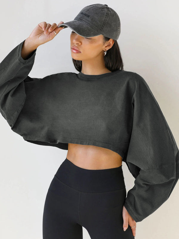 Women's loose round neck high waist sweatshirt