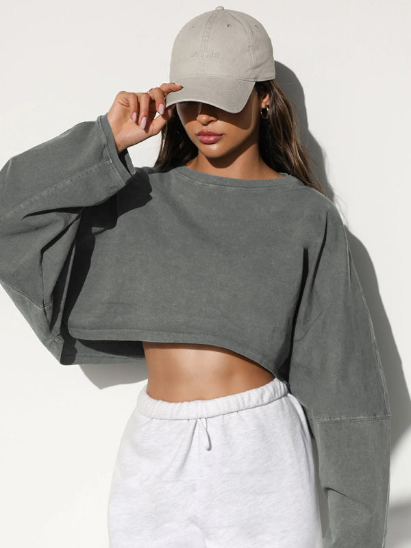 Women's loose round neck high waist sweatshirt