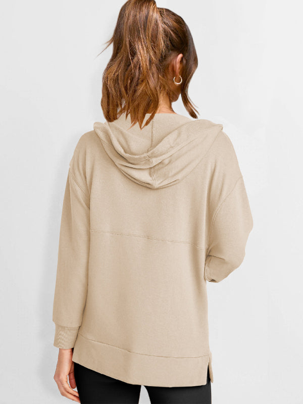 women's loose hooded sweatshirt knitted top