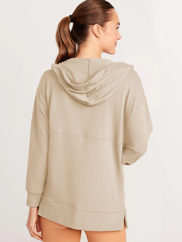 women's loose hooded sweatshirt knitted top