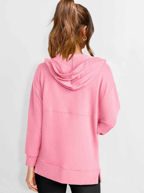 women's loose hooded sweatshirt knitted top