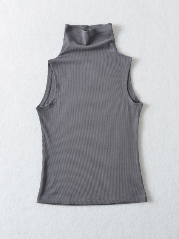 Slim fit high collar bottoming sleeveless tank top