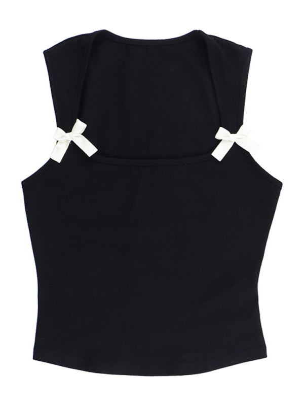 New style simple casual versatile vest with bow decorative top