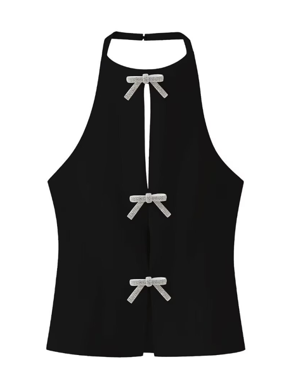 Women's Fashionable Bow Decorated Halter Neck Vest Top