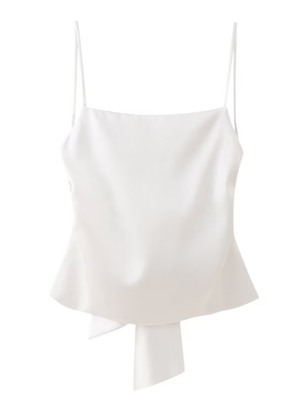 Women's satin camisole top with bow on the back