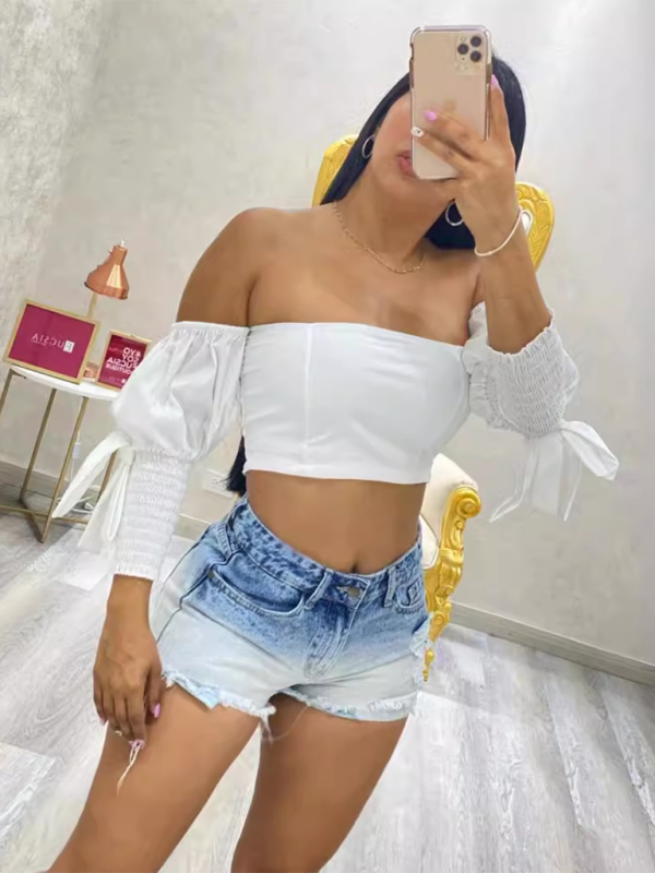 New gradient denim shorts for women high waist slimming raw edge hot pants